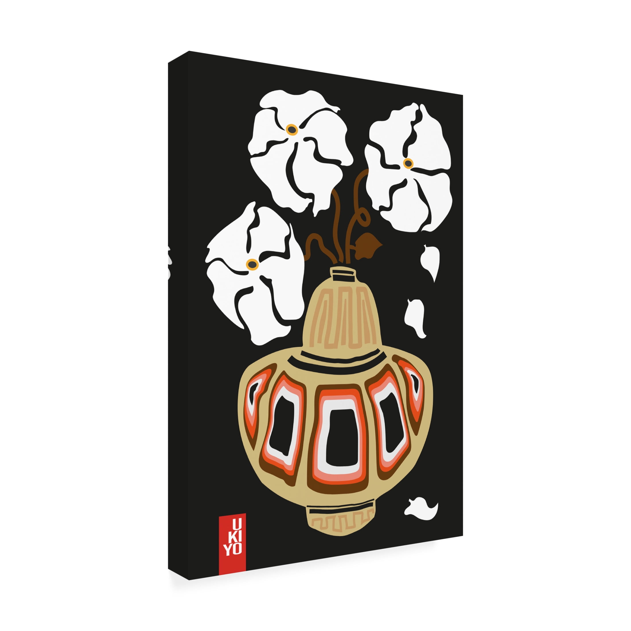 Trademark Fine Art Frances Collett Ukiyo Vase Flower Black Canvas Wall Art