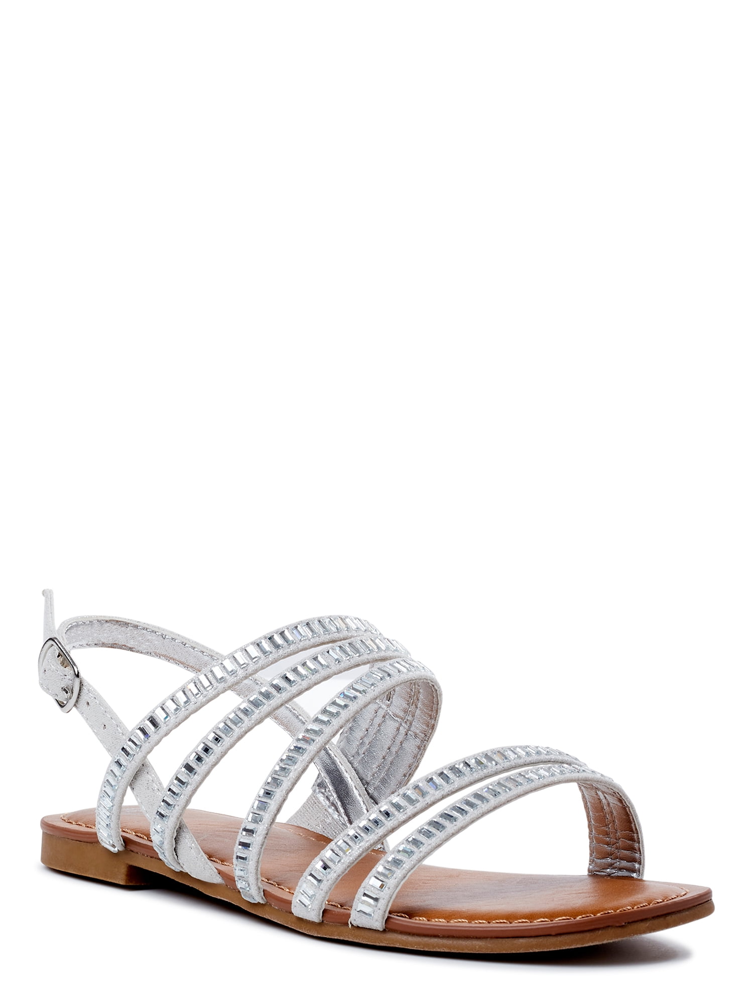 Wonder Nation Little & Big Girls Rhinestone Sandal, Sizes 13-5