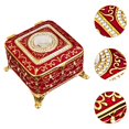 thumbnail image 6 of EHJRE Square Jewelry Box Small Trinket Box High End European Small Metal Decorative Jewelry Box Keepsake Gift Box Case for Necklace Gold Red, 6 of 9