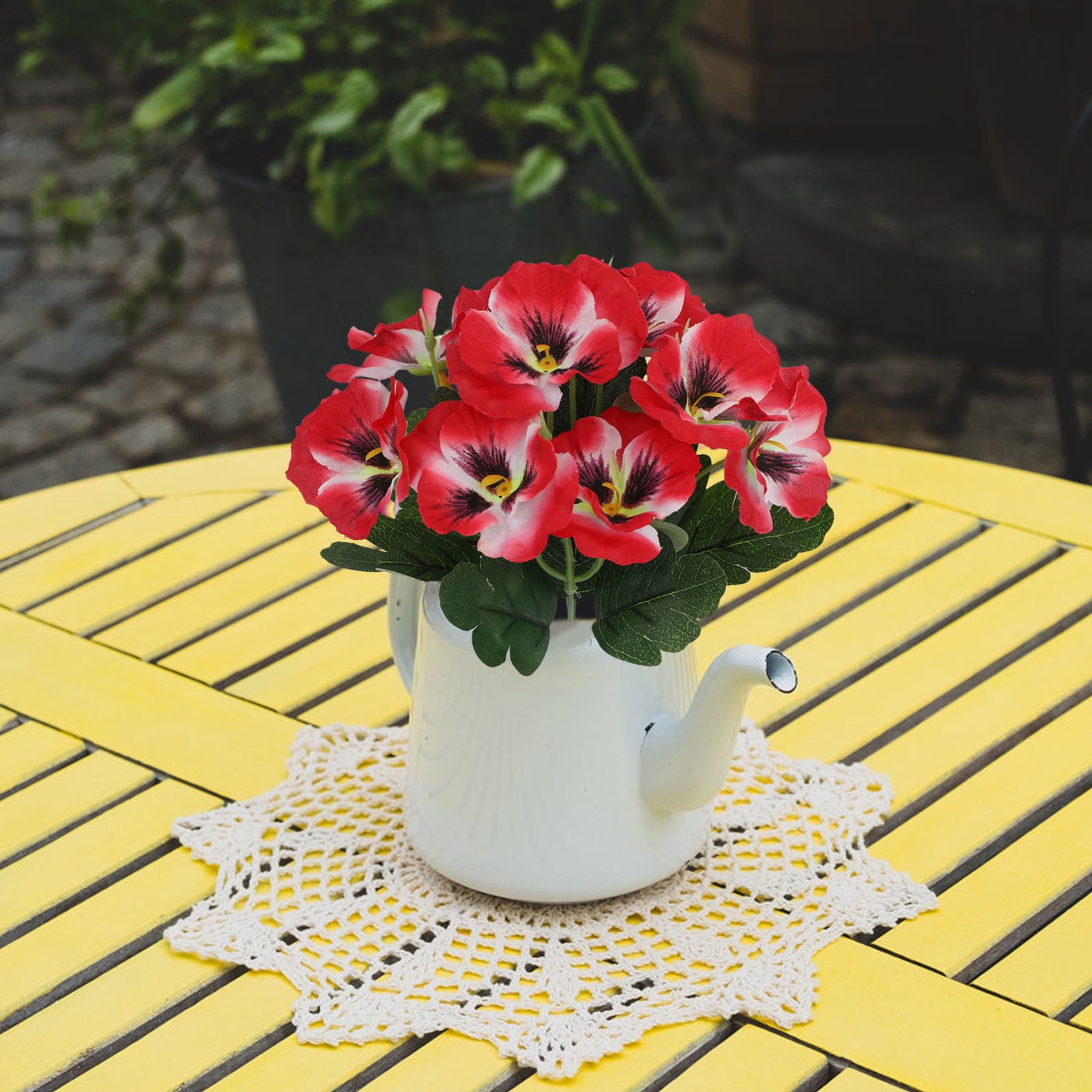 6 Bundles Outdoor Artificial Flowers, UV-Resistant Artificial Pansies, Outdoor Silk Flowers for Garden, Planter, Patio, Porch, and Indoor Home Decor
