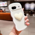 thumbnail image 4 of for Google Pixel 7A Case 6.1" 3D Kawaii Love Heart Cute Curly Wavy Clear Transparent Cream Color Non-Slip Soft Silicone Bumper Shockproof Protective Pixel 7A Phone Case for Women (White), 4 of 6