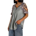 thumbnail image 4 of Wangscanis Women T-shirt, Leopard Printed Pattern Short Sleeve V-neck Tops, 4 of 5