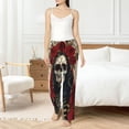 thumbnail image 4 of Disketp Gothic Skull With Roses Women's Comfy Pajama Pants Casual Drawstring Palazzo Lounge Wide Leg Pants-Medium, 4 of 6