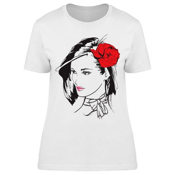 Charming Woman With A Flower T-Shirt Women -Image by Shutterstock, Female 3X-Large