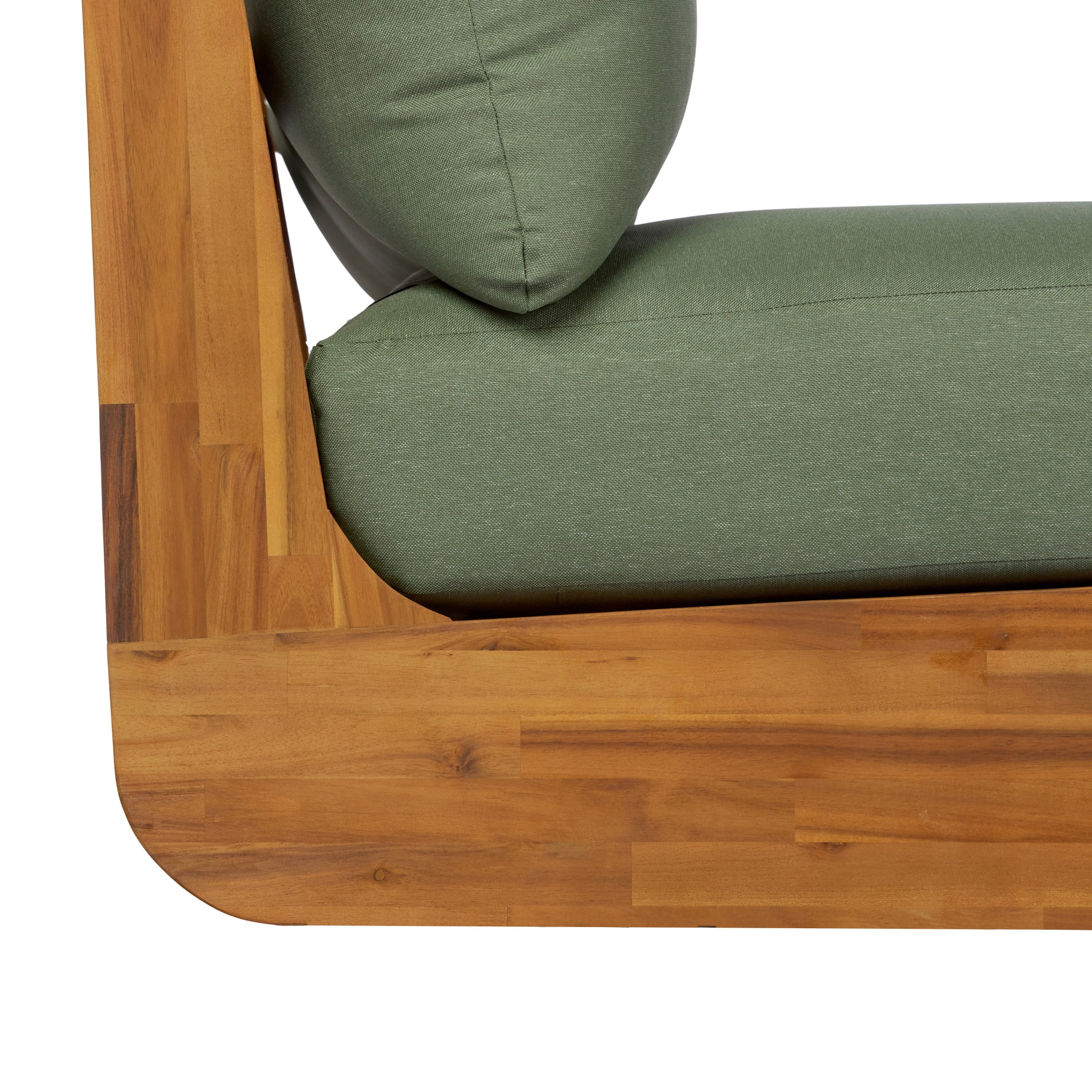 Christopher Knight Home Outdoor 3-Seat Sofa with Reclined Wood Frame & Water-Resistant Cushions, Teak+Beige