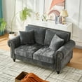 thumbnail image 3 of Chesterfield Chenille Loveseat, 63" Upholstered Cloud Couch with Rolled Arms and Nailhead Trim, 2 Seater Deep Seat Sofa for Living Room, Gray, 3 of 8
