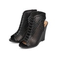 thumbnail image 5 of New Women Bumper Piper-20 Leatherette Peep Toe Elastic Slingback Wedge Sandal Sz, 5 of 5