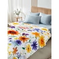 thumbnail image 4 of Spring Wildflowers King Size Flat Sheet, Wrinkleproof & Fadeproof Cooling Flat Bed Sheet Only, Leaves Pastoral Botanical Country Breathable Soft Bedding Top Sheets 105 x 98 Inches, 4 of 8