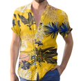 thumbnail image 1 of Camisas Para Hombre Manga Larga Negra Hombres Primavera y Verano Top Colorido Estampado floral Solapa suelta Tops Camisa Vacaciones al libre Camisa de manga corta (Yellow, XXL), 1 of 6