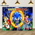 thumbnail image 3 of Fondo de fotografía con iluminación de Sonic Hedgehog, pancarta de cumpleaños para niños, decoración para fiesta de baby shower, fondo de vinilo de poliéster con dibujos animados, 3 of 5