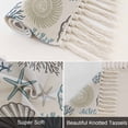 thumbnail image 6 of Blue Teal Coastal Kitchen Runner Rug 2'x4', Summer Beach Coral Shell Starfish Washable Rug with Tassels, Non Slip Woven Cotton Bathroom Rugs Hallway Carpet for Foyer Bedroom Entry Back Door Decor, 6 of 9