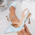 thumbnail image 2 of Women's Wave Print Pointed Toe Slingback Heels, Trendy Metallic Stiletto Pumps, Comfortable Closed Toe Dress Shoes for Spring Summer, Plus Size Available for Wide Feet, Fashionable Outdoor Heels, 2 of 9