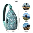 thumbnail image 5 of Sling Backpack,Blue Christmas Polar Bear Pattern Sling Bag with Water Bottle Holder,Waterproof Sling Bag for Men/Women with Headphone Jack for Hiking,Travel, 5 of 6