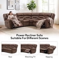 thumbnail image 5 of Bonzy Home Power Reclining Sectional Sofa, Suede Fabric Corner Recliner Couch with Console, Hidden Storage, Cup Holders & USB/Type-C Ports, Chocolate, 5 of 7