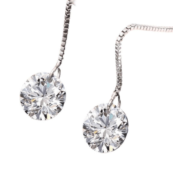 14K Gold Plated Naked IOBI 2Ct Crystals Thread Drill Sparkly Earrings - Edgy, Sexy, and Classy