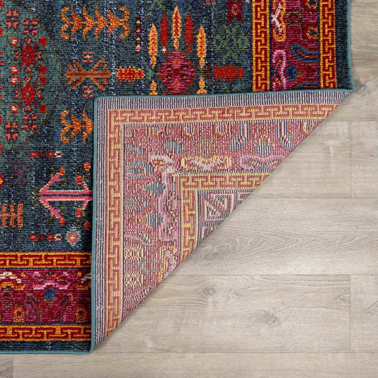 BoutiqueRugs Cleveland Colorful Traditional Area Rug - Teal, Aqua, Navy - 2' x 2'11"