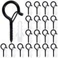 thumbnail image 1 of Muyoka 20 piezas gancho de hilo negro ganchos de techo para luces de cadena cortinas cuerdas cadenas uso interior y exterior, 1 of 7