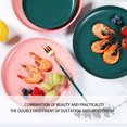 thumbnail image 3 of 1pc Coloured Ceramic Tableware Western Steak Plate Microwave Oven Available Ceramic Food Plate Round Shape (Pink 8 Inches), 3 of 8