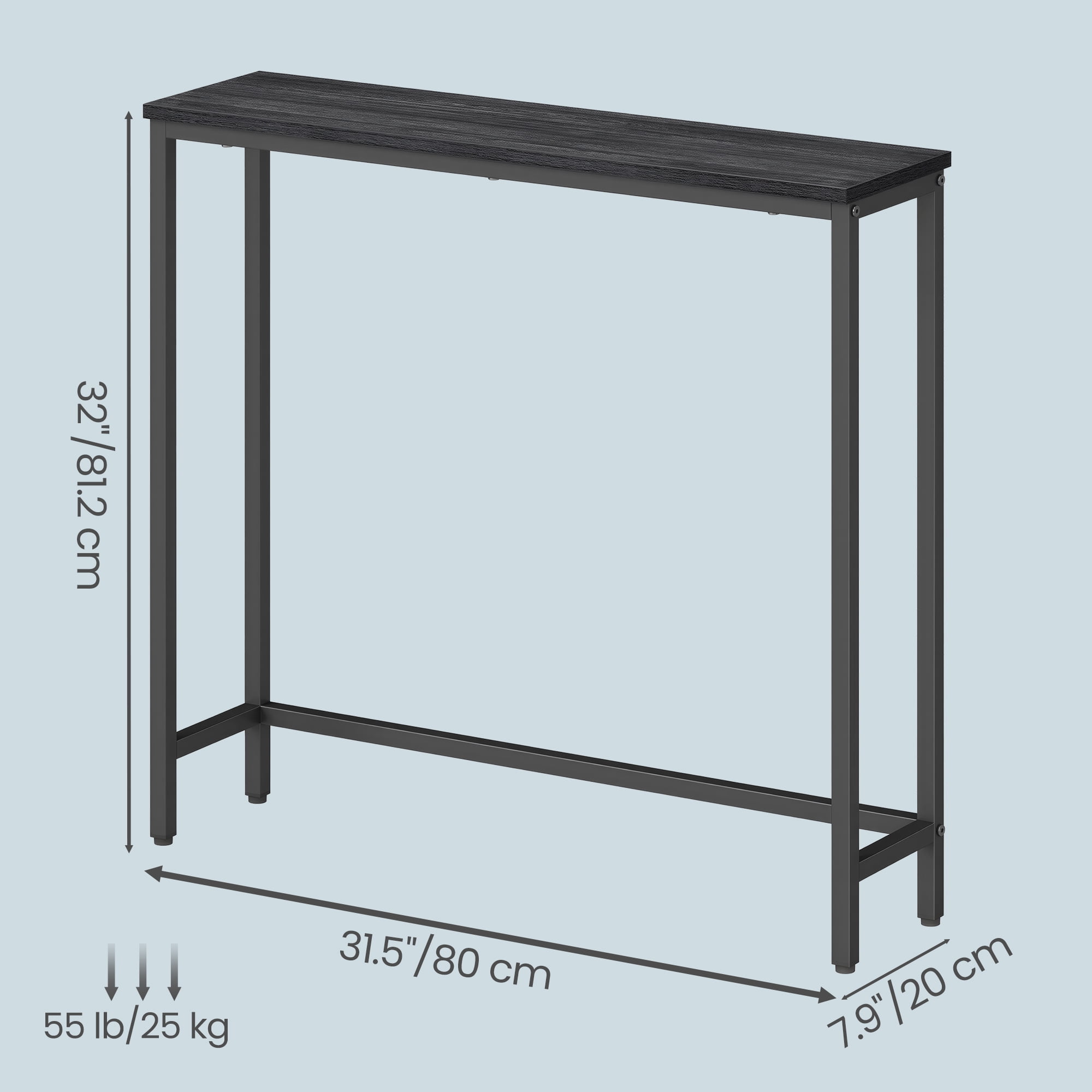 LEDREM Narrow Sofa Tables, Console Tables, Easy Assembly, for Living Room or Entryway, Black