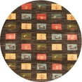 thumbnail image 1 of Ahgly Company Machine Washable Indoor Round Contemporary Red Brown Area Rugs, 3' Round, 1 of 7