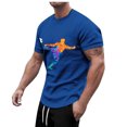 thumbnail image 2 of LUOGENLI T-shirts pour Hommes T-shirts d'Été pour Hommes Rue Extérieure Manches Courtes Col Rond t-Shirt Manches Courtes Football Tir Violent T-shirts Graphiques Vêtements d'Été Bleu P, 2 of 5