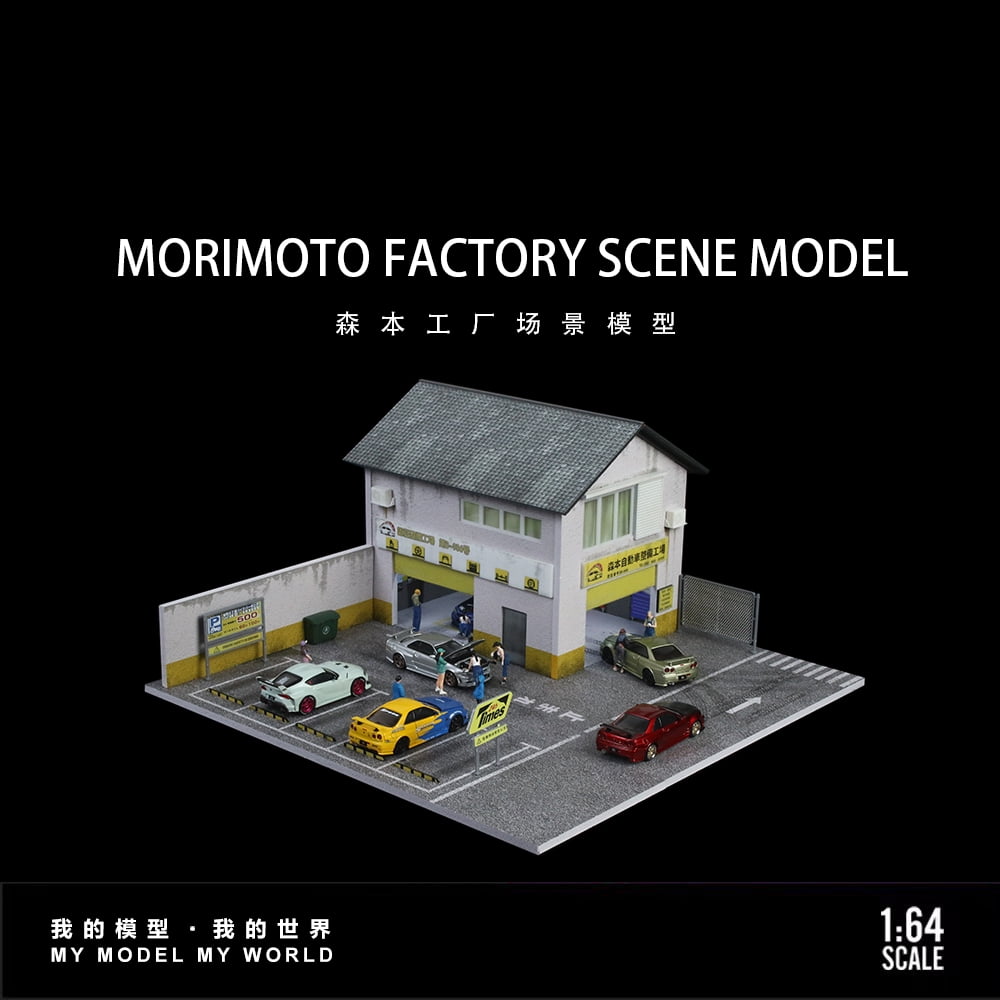 ☆Diorama Display Factory☆ Diorama 1/64 Diecast Garage Model with LED Lighting, City Repairs
