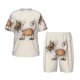 thumbnail image 1 of Balery Brown Cat Cartoon Conjunto de Pijama Infantil de Manga Corta con Estampado – Ropa de Dormir de Algodón Suave-XX-Large, 1 of 6