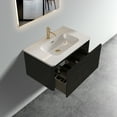 thumbnail image 2 of 30" Striped Brushed Black Oak Floating Bathroom Vanity with White Ceramic Sink, Bathroom Vanity for Modern Bathroom, One-Piece White Basin without Drain, Pre-assembled, 2 of 9