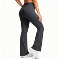 thumbnail image 6 of Women'S Fleece Lined Pants High Waist Winter Thermal Warm Flare Leggings Hiking Yoga Pants With Pockets Wide Leg Pant, 6 of 9
