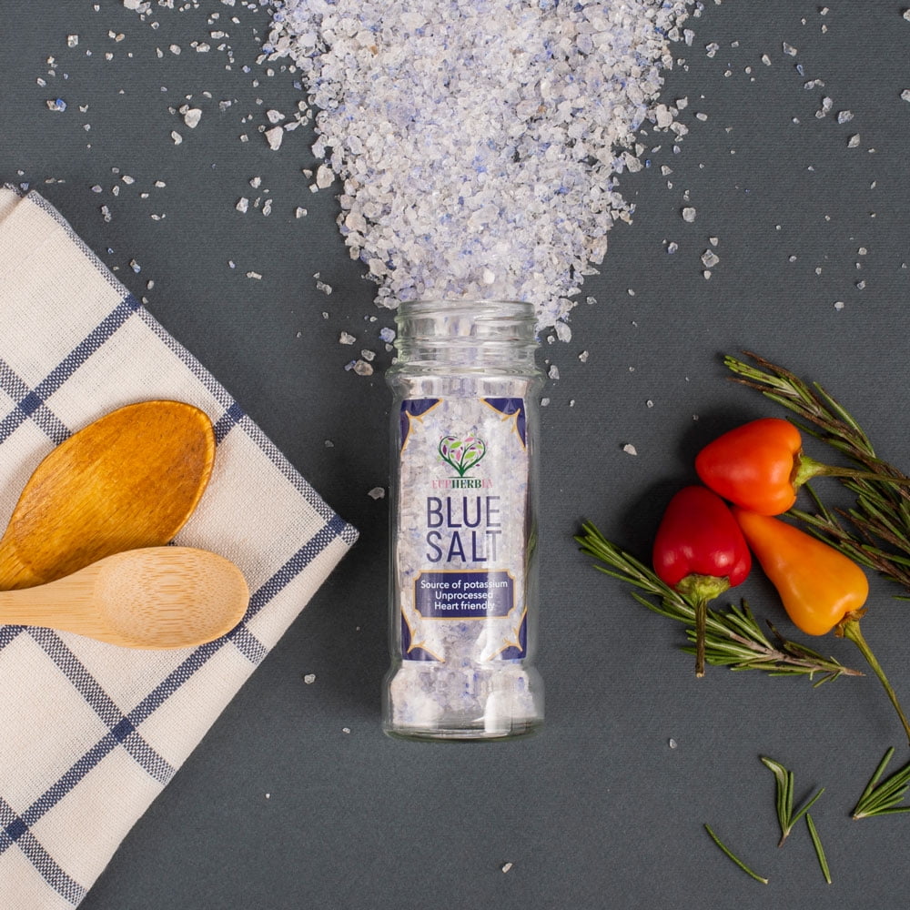 Eupherbia Blue Salt, Coarse, Rare Mineral Salt, High Potassium, Lower Sodium, 100g (3.5 oz)
