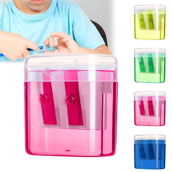 CCOCC Pencil Sharpener Dual Hole Manual Red,Jumbo Crayon Sharpener with Cover and Bin,Handheld Color Pencil Sharpeners for Large & Standard Pencils Yellow,Pink