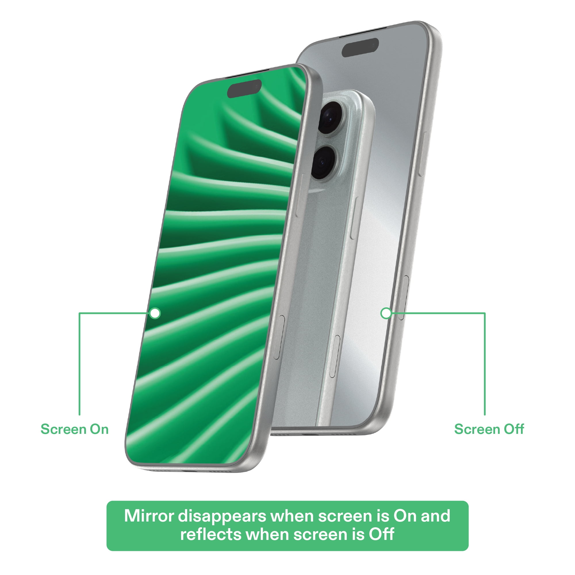onn Mirror Glass Screen Protector for iPhone 17 Pro with Easy Application Tray - Silver Mirror Finish