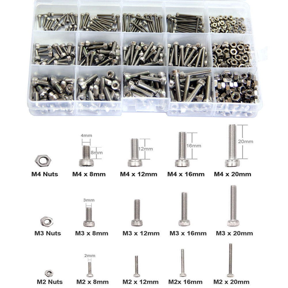 SKISUNO 480Pcs Screws and Bolts Assortment Kit 304 Stainless Steel Flush Mounting for Ship Construction