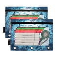 thumbnail image 2 of Sharks Swimming Silhouettes 2 Pack Pencil Pouch for 3 Ring Binder Smooth Zipper Folders with Pockets Clear Window Pencil Case, 2 of 6