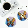 thumbnail image 5 of Balery 4 Pcs Oil Painting Beautiful Butterflyleather Coasters Set, Drink Table Cup Coasters For Living Room Kitchen Coffee Decor, 5 of 9