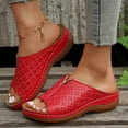 thumbnail image 7 of Kukoosong Wedge Sandals for Women Cut-out Slope Heel Mules Fish Mouth Slippers Thick Sole Sandals Red 35, 7 of 7