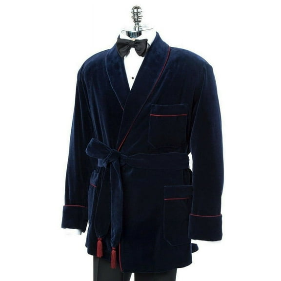 Mens Blue Velvet Robe – Luxe Evening Dressing Gown for Hosting in Style