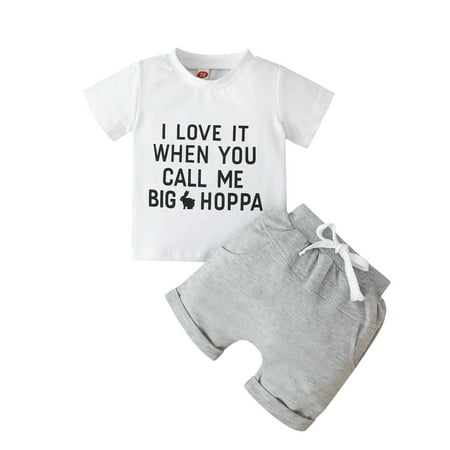 

GWAABD Toddler Clothing Boys Baby Girls Boys Print Summer Fall Short Sleeve Shorts Tops Pullover Outfits Clothes