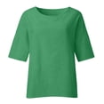thumbnail image 5 of Itsun Womens Tops,Women's Short Sleeve Round Neck Summer Shirts Loose Casual Cotton Loose Tee Green 4, 5 of 5