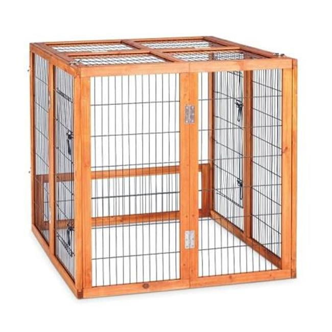 Large Natural Wood Rabbit Playpen with Secure Latches