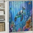 thumbnail image 6 of Orinice  Teal Sea Turtle Shower Curtain for Bathroom Ocean Underwater Colorful Marine Life Seaweed Coral Tropical Fish Dolphin Bathtubs Waterproof Fabric Curtain Set Decor with  69x72, 6 of 7