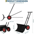 thumbnail image 2 of 30" Metal Snow Shovel Pusher with Wheels, Large Snow Pusher for Driveway with Adjustable Angle & Height Handle, Ergonomic Double Rod Snow Removal Tool, 30" W x 18" H Heavy Duty Design, 2 of 8