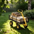 thumbnail image 3 of Steel Garden Cart, Heavy Duty Utility 900 LBS Capacity Carts with Removable Mesh Sides to Convert into Flatbed, 240° U-Turn 10" Pneumatic Tires Garden for Lawn Camping Farm Yard, 3 of 9