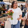 thumbnail image 3 of Agnes Orinda Women's Plus Size Babydoll Tops Texture Crew Neck Short Sleeve Flowy Summer Casual Blouse 1X White, 3 of 8