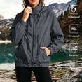 thumbnail image 3 of SYwaren Women's Lightweight Rain Jacket Full Zip Hooded Mock Neck Water Resistant Hiking Casual Long Sleeve with Pockets, 3 of 9