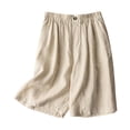 thumbnail image 3 of Ahuyic Womens Shorts,Plus Size Pants for Women,Ladies' Casual Loose Solid Color Elastic Waist Five Quarter Pants,Beige,XXXL, 3 of 5