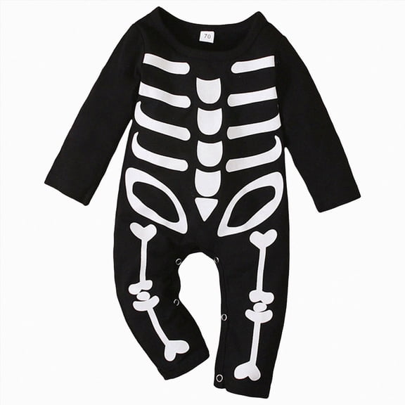 mgoYE Newborn Halloween Romper Baby Girl Boy Jumpsuit Long Sleeve O-neck Halloween One-Piece Outfit Size 6-12 Months