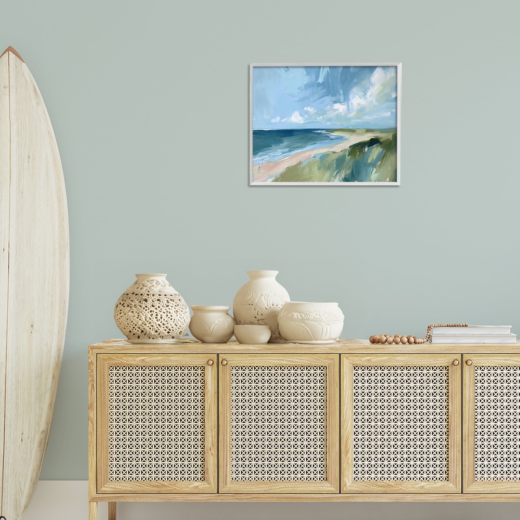 Stupell Industries Coastal Wilderness Landscape Coastal Painting White Framed Art Print Wall Art, 20 x 16