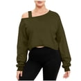 thumbnail image 2 of Frostluinai Womens Off the Shoulder Sweatshirt Crop Tops Oversized Workout Shirt One Shoulder Long Sleeve Pullover Casual Daily Lounging Athletic Wear S-XXL, 2 of 8