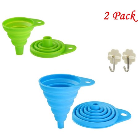 Collapsible Funnel Set, Flexible/Foldable/Kitchen Funnel for Water Bottle Liquid Transfer Narrow and Wide Mouth Funnels Hopper (1 pack large+1 pack small)